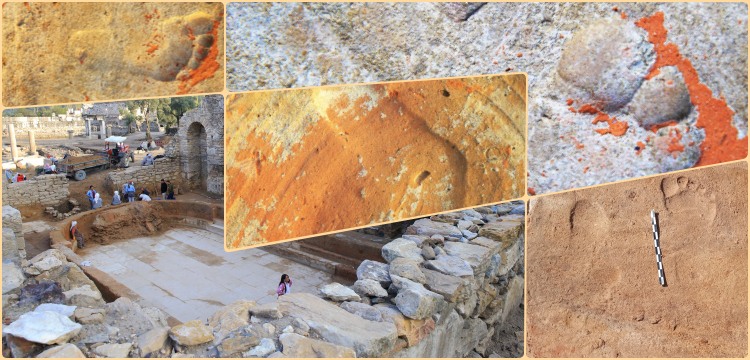 Footprints belonging to 3 different children aged 3 who were playing 1900 years ago were discovered in Muğla